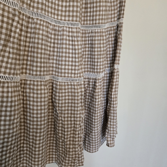 Madewell Gingham Tiered Linen Blend Maxi Skirt - Picture 5 of 9